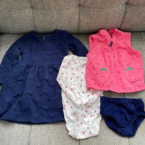 Carter’s Baby Toddler Girl Bundle Set Dress Vest Onesie 18m
